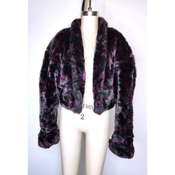 Vintage CROPPED Faux Fur Jacket Blazer - 80s 90s Crop Fur Jacket - Teddy Bear - Picture 5 of 10